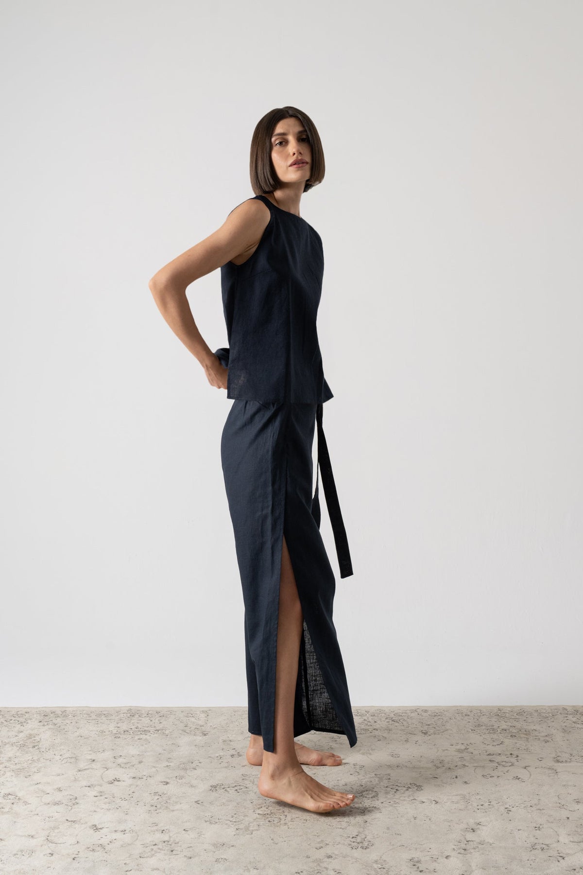 Zakai Wrap Pant Navy Luxmii