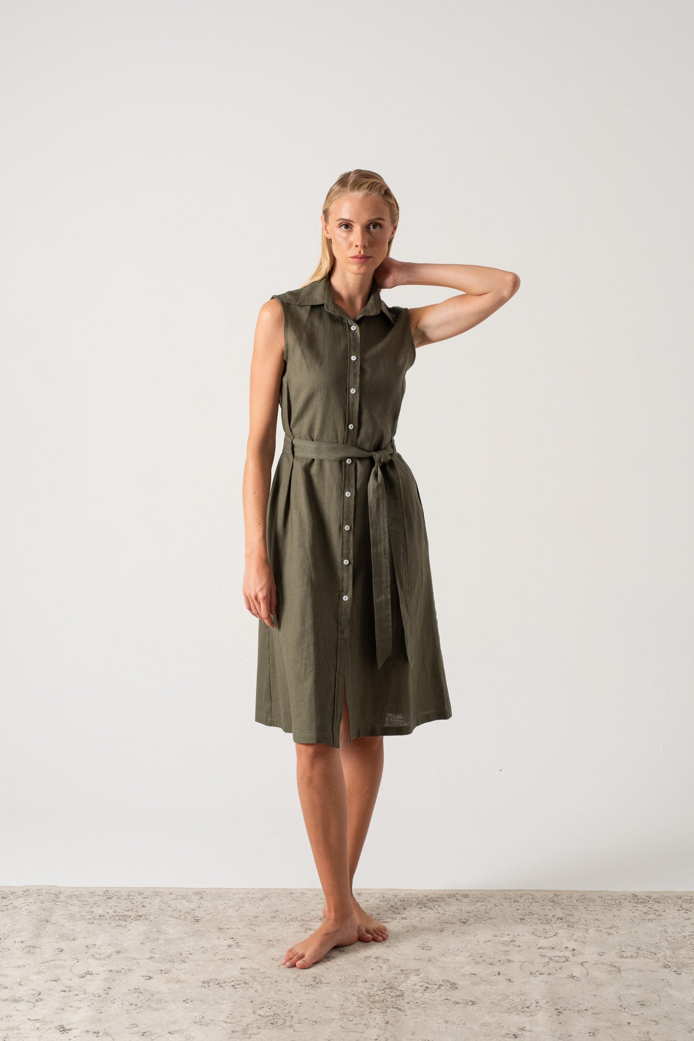 Zaya Linen Dress Khaki Luxmii