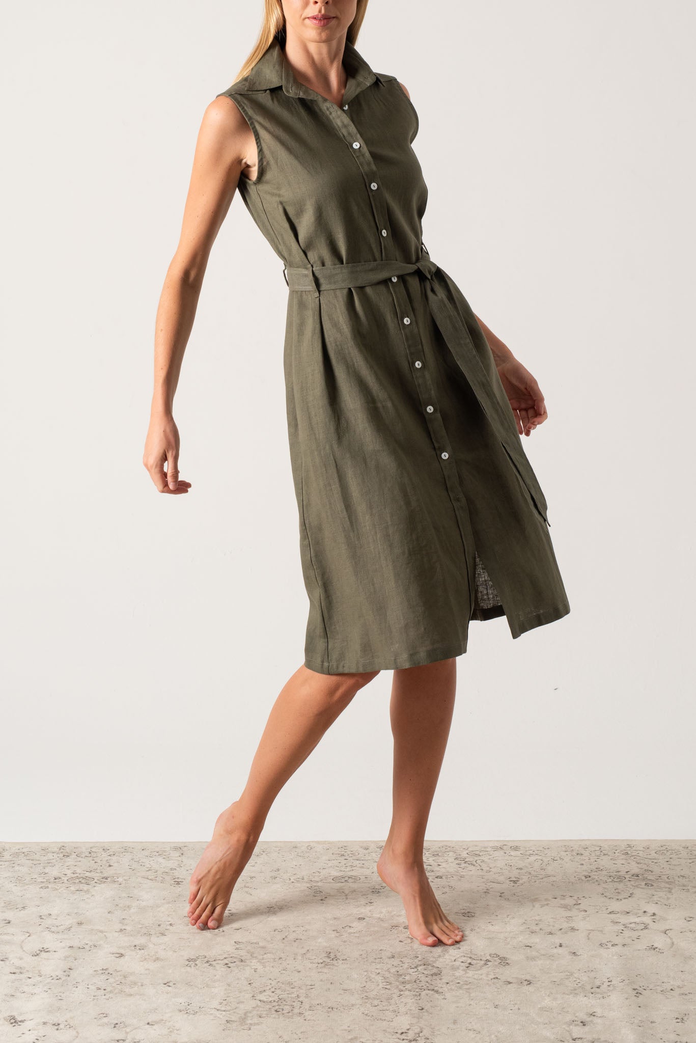 Zaya Linen Dress Khaki Luxmii