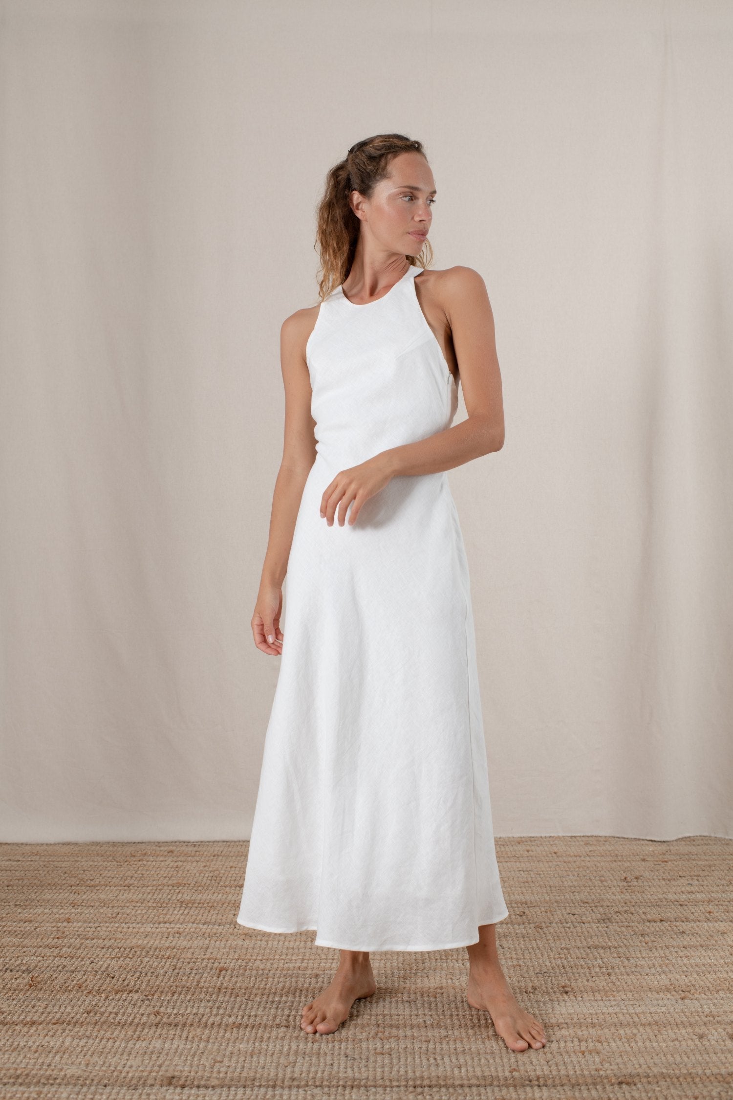 Bellez Linen Maxi Dress White - LUXMII