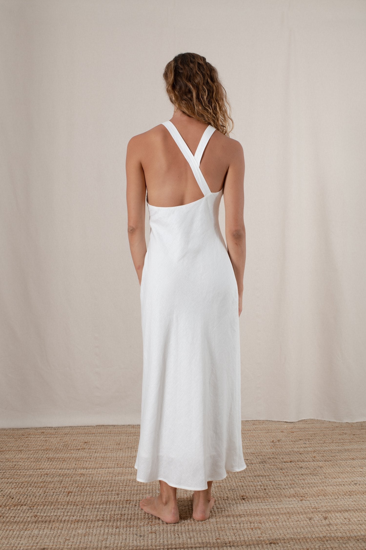 Bellez Linen Maxi Dress White Luxmii
