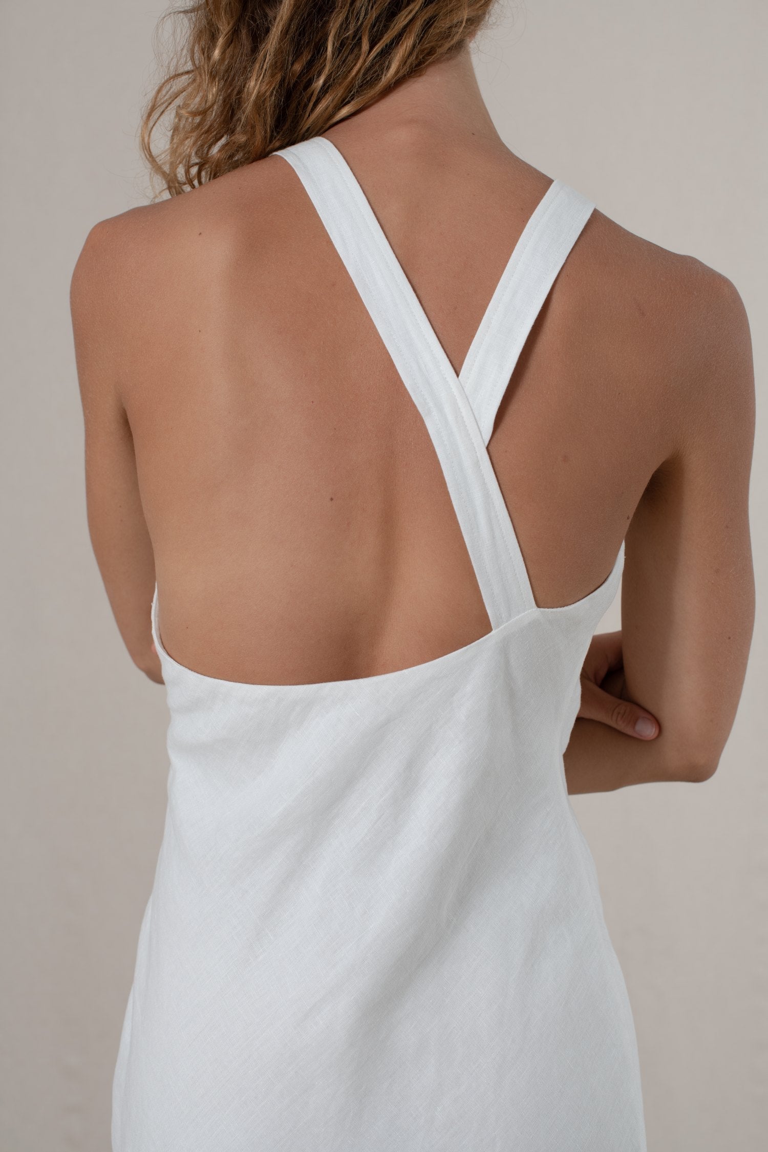 Bellez Linen Maxi Dress White - LUXMII