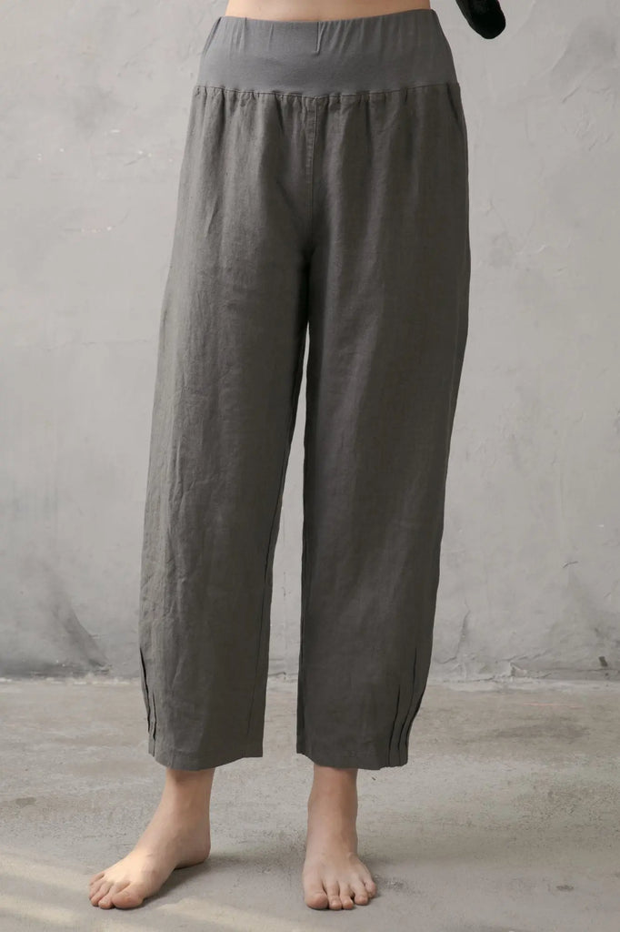 Eos Cropped Linen Pants Anthrazit - Luxmii