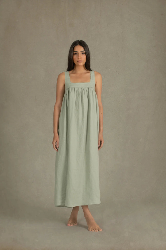 Rêve Linen Maxi Dress Sage Green Luxmii