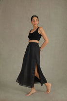 Trésor Ramie Linen Midi Skirt Black Luxmii