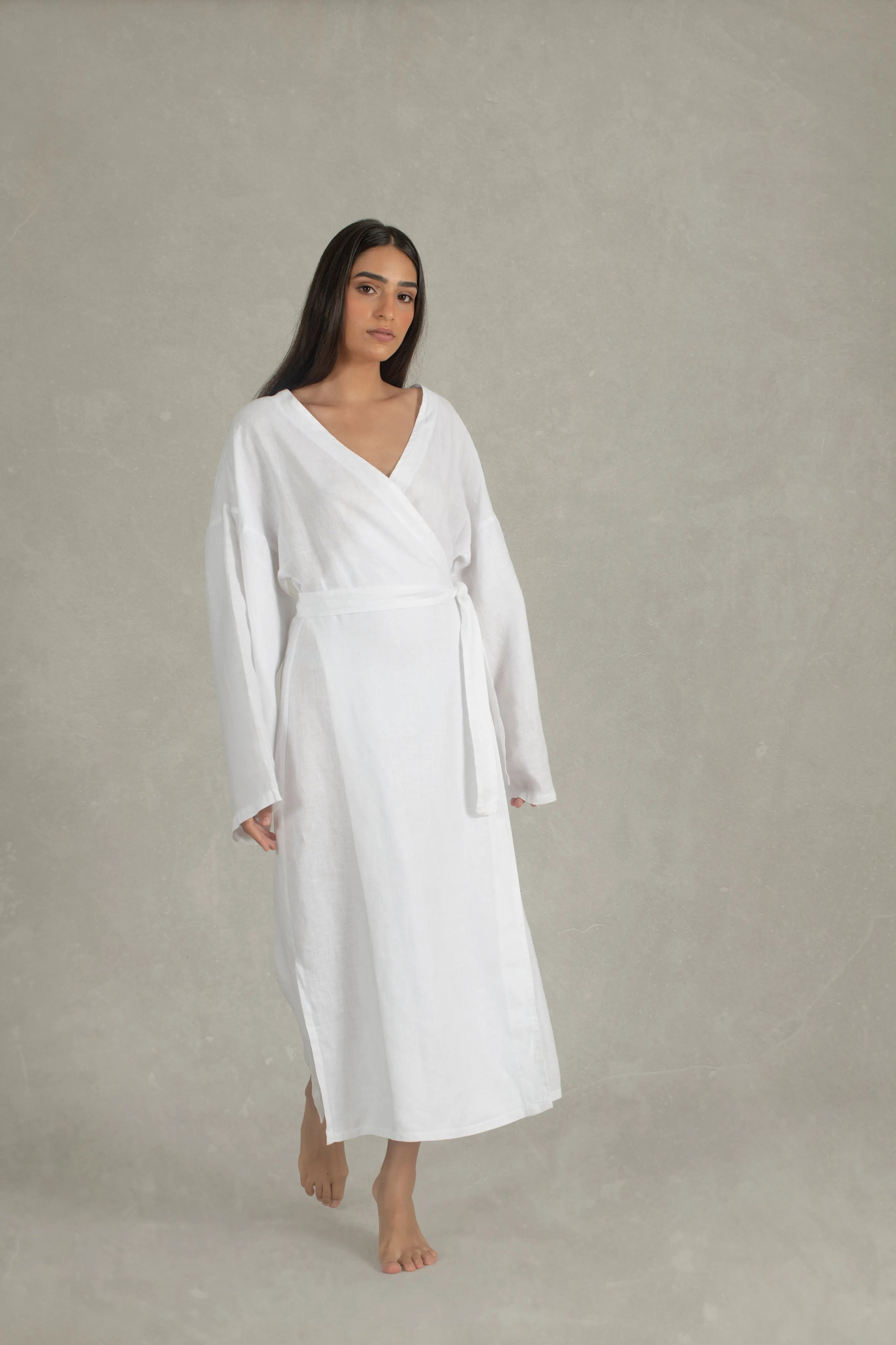 White top linen wrap